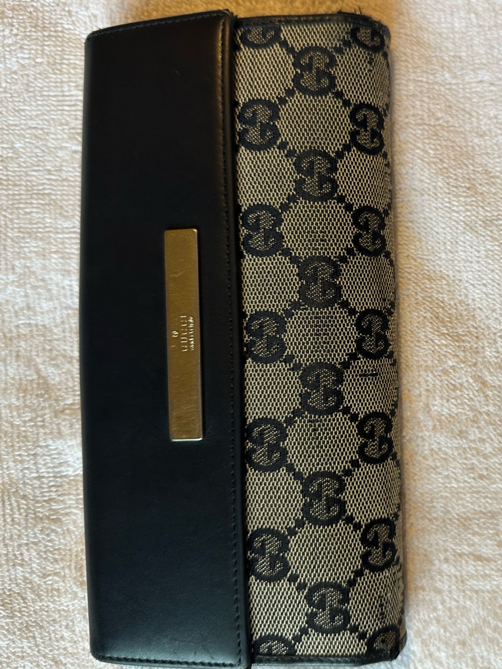 🖤Gucci GG Canvas Continental Wallet Black Leather Trim Long Wallet🖤 - Picture 4 of 14
